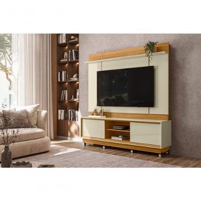 Rack Painel Siena para TV 75 Polegadas 183CM MDF com Rodízio Marrom Madetec