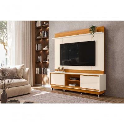 Rack com Painel Siena para TV Até 75 Polegadas 183CM MDF-MDP com Rodízio Off White Madetec