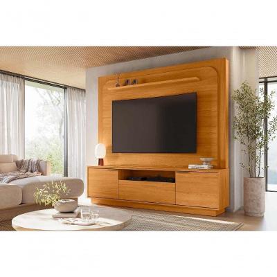 Rack com Painel Nilo para TV Até 75 Polegadas 200CM MDP Marrom Madetec Móveis