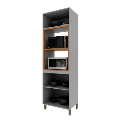Módulo Bari para 2 Aparelhos 4 Portas 4 Prateleiras em MDF 70cm Titânio Fosco Indékes