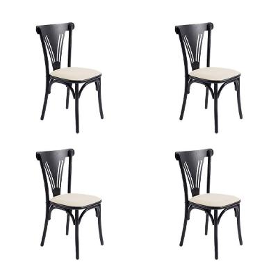 Kit 4 Cadeiras Paris Aço para Mesa de Sala Preta e Branca Móveis Iberia