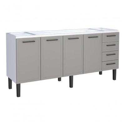Gabinete de Cozinha Juno 200 4 Portas 4 Gavetas 100% Aço 192CM Cinza