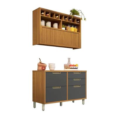 Cozinha Imperatriz 1 Porta 2 Gavetas MDF 120CM Freijó Grafite Nesher Móveis