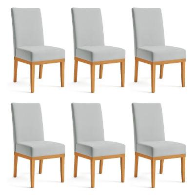 Kit 6 Cadeiras De Jantar Brisa Suede Base De Madeira - Pallazio Cor Cinza