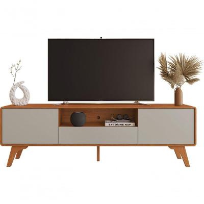 Rack Sinus 180 para TV 65 Polegadas 180CM MDP com Nicho Off White e Naturale Mavaular