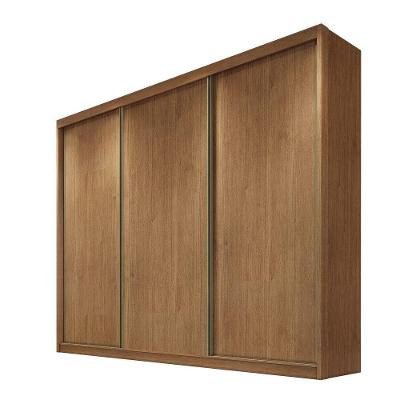 Guarda Roupa Casal Arezzo 3 Portas de Bater 4 Gavetas MDF Corrediças Telescópicas Cumaru Móveis Novo