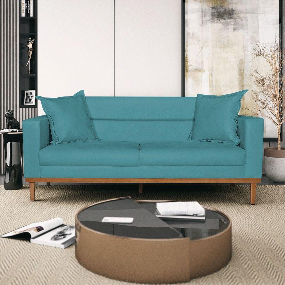 Sofá 2 Lugares Viena Suede - Amarena Móveis Cor Azul Turquesa - 7