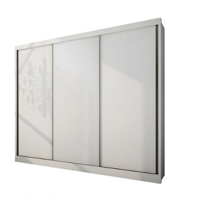 Guarda Roupa Casal Arezzo 3 Portas de Bater 4 Gavetas MDF Neve Móveis Novo Horizonte