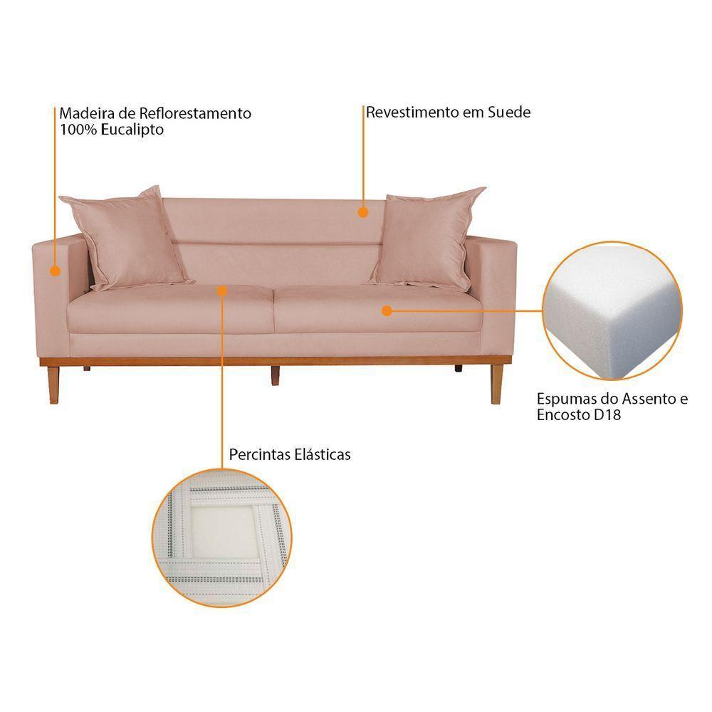 Sofá 2 Lugares Viena Suede - Amarena Móveis Cor Rosê - 4