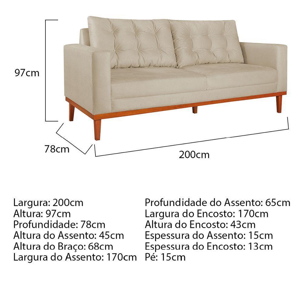 Sofá 2 Lugares Dubai Suede - Doce Sonho Móveis Bege - 5