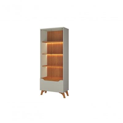 Cristaleira Atenas New 2 Portas 4 Prateleiras MDF com LED Off White Mavaular Móveis