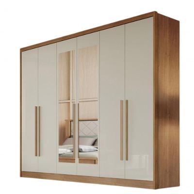 Guarda Roupa Casal Vertice New 6 Portas de Bater 6 Gavetas MDF com Espelho Cumaru-fendi Móveis Novo