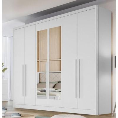 Guarda Roupa Casal Vertice New 6 Portas de Bater 6 Gavetas MDF com Espelho Neve Móveis Novo