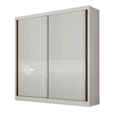 Guarda Roupa Casal Virtus 2 Portas de Correr 3 Gavetas MDF Neve Móveis Novo Horizonte