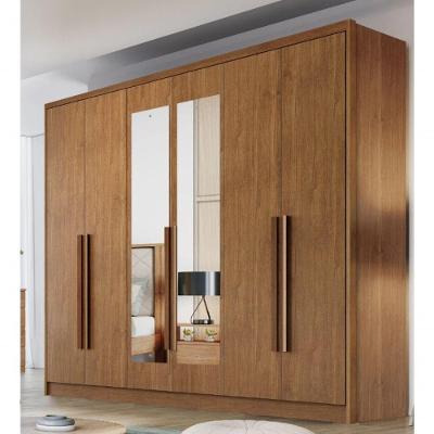 Guarda Roupa Casal Vertice New 6 Portas 6 Gavetas MDF com Espelho Cumaru Móveis Novo Horizonte