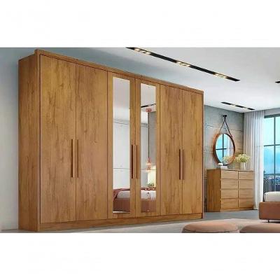 Guarda Roupa Casal Robust 6 Portas de Bater 6 Gavetas MDF com Espelho Cumaru Móveis Novo Horizonte