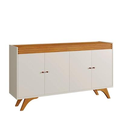 Buffet Sevilha Moderno 4 Portas MDF 160CM Off White Naturalle Mavaular Móveis