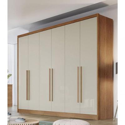 Guarda Roupa Casal Vertice New 6 Portas de Bater 6 Gavetas MDF Laqueado Cumaru-fendi Móveis Novo
