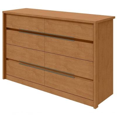 Cômoda Urban 8 Gavetas MDP-MDF Puxador Alumínio Amêndoa Móveis Lopas