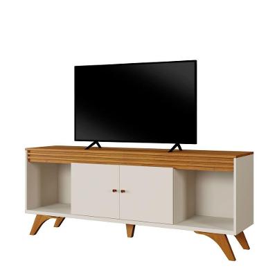 Rack Sevilha para TV 65" 160CM MDF com 2 Portas Off White Mavaular Móveis