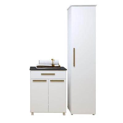 Lavanderia Modulada Joinville 3 Portas 5 Prateleiras MDF-MDP 108CM Branco Kaiki