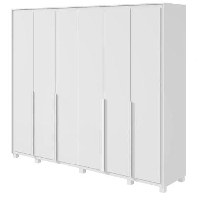 Guarda Roupa Casal Imperatore 6 Portas de Bater 6 Gavetas MDF com Pés e Espelho Rei de Casa Branco