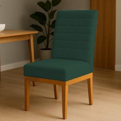Cadeira de Jantar Solana Estrutura Madeira Estofado Suede Verde Pallazio