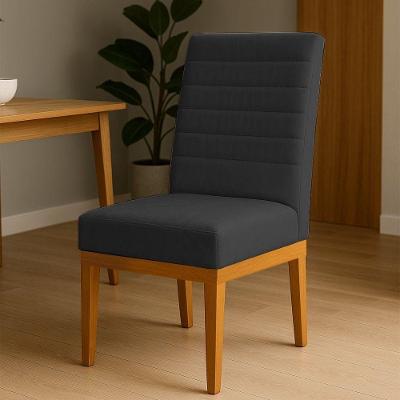 Cadeira de Jantar Solana Suede Estrutura em Madeira Estofado Suede Preto Pallazio