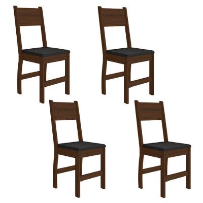 Kit 4 Cadeiras de Jantar Milano MDF Espuma Preto Pallazio