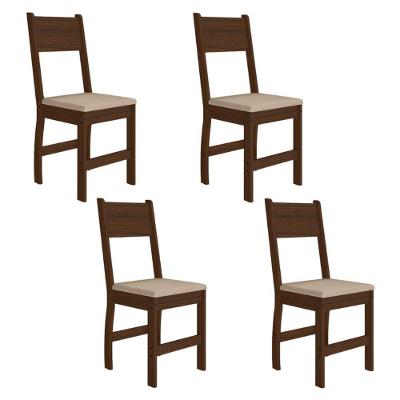 Kit 4 Cadeiras de Jantar Milano Estrutura MDF Espuma Bege Pallazio