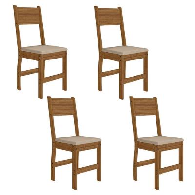 Kit 4 Cadeiras de Jantar Milano MDF Bege Base Carvalho Pallazio
