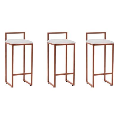 Kit 3 Banquetas Dori Premium Alta Industrial Para Bar Cozinha Bistrô Em Aço - Cobre-branco
