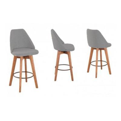 Kit 3 Banquetas Giratória Maya Madeira Eucalipto Assento Tecido Cinza Gat Magazine