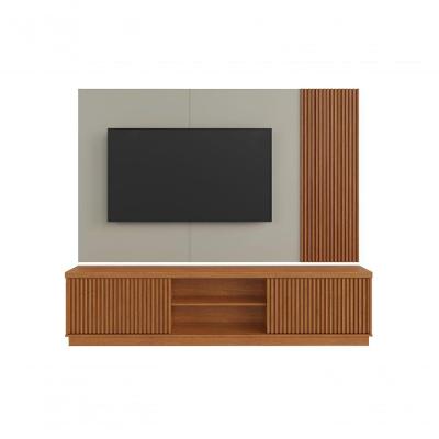 Painel com Rack Home Arezzo para TV 75" 220CM MDF-MDP 2 Portas Off White Mavaular Móveis