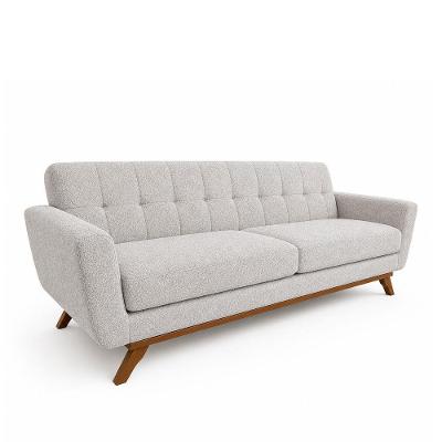 Sofá Linden 2 Lugares Fixo 180CM Cinza Bouclé Fibra Sintética Sallar Home