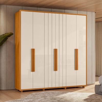 Guarda Roupa Casal Veronese 6 Portas de Giro 4 Gavetas MDP Cinamomo e Off White Pallazio