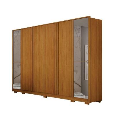 Guarda Roupa Ares 6 Portas de Bater 6 Gavetas MDF com Espelho Cinamomo Leifer Móveis