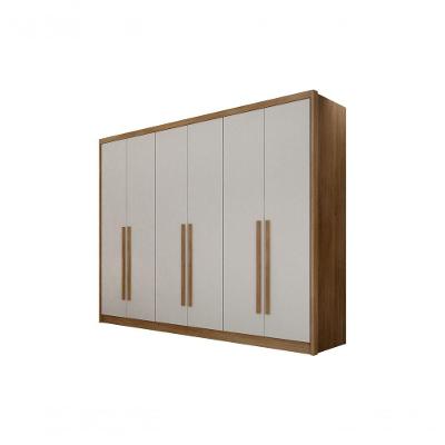 Guarda Roupa Casal Himalaia 6 Portas de Bater 8 Gavetas MDF Corrediças Telescópicas Cumaru-fendi