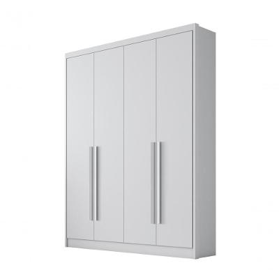 Guarda Roupa Casal Moderni New 4 Portas de Bater 3 Gavetas MDP Branco Móveis Novo Horizonte