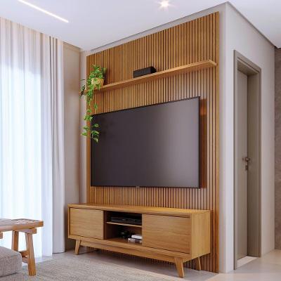 Kit Painel e Bancada Milo Piso-teto 180CM MDP Cumaru Pallazio