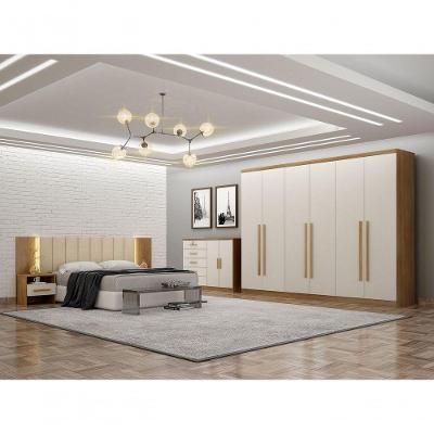 Guarda Roupa Casal Royal 2 Portas de Bater 6 Gavetas MDF-MDP com Espelho Cumaru-fendi Móveis Novo