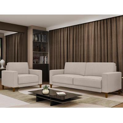 Conjunto de Sofá Chili 3 Lugares Fixo 220CM Off White Sallar Home