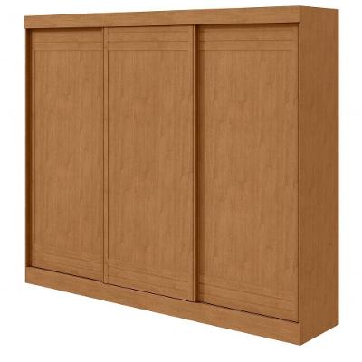 Guarda Roupa Casal Nice 3 Portas de Bater 4 Gavetas MDP Amendoa Clean Móveis Lopas