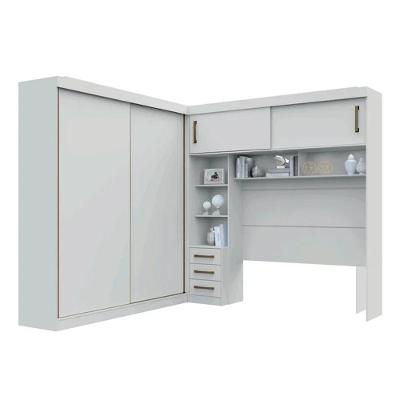 Guarda Roupa Casal Sparta 4 Portas de Correr 3 Gavetas MDF Branco Leifer Móveis