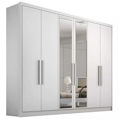 Guarda Roupa Casal Rizon 6 Portas 6 Gavetas MDF com Espelho Neve Móveis Novo Horizonte