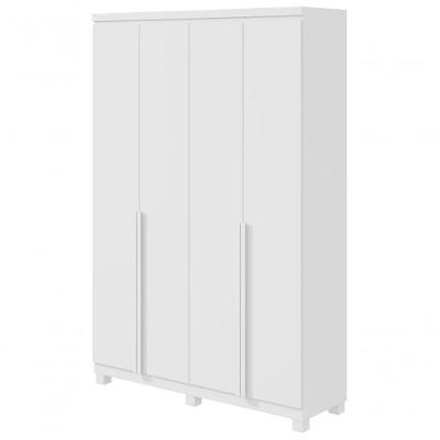Guarda Roupa Solteiro e Closet Alonzo 4 Portas de Bater 2 Gavetas MDF Laqueado Branco Móveis Lopas