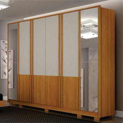 Guarda Roupa Casal Urban 6 Portas de Bater 6 Gavetas MDF com Espelho Cinamomo-off White Leifer