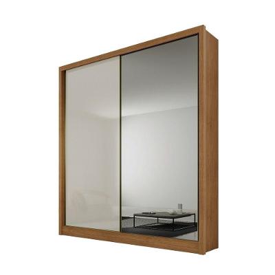 Guarda Roupa Casal Virtus Plus 2 Portas de Correr 3 Gavetas MDF com Espelho Cumaru-Fendi