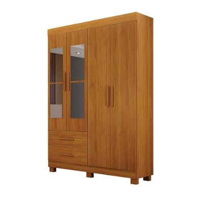 Guarda Roupa Solteiro Recife New 4 Portas de Bater 2 Gavetas MDF-MDP Cinamomo Leifer Móveis