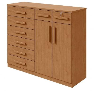 Cômoda Toronto 8 Gavetas MDF MDP Puxador MDF Amêndoa Móveis Lopas